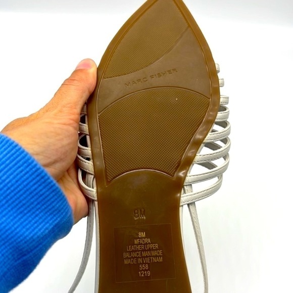 Marc Fisher - Abra  Leather Fisherman White / Gray Closed Toe Flats Size 8 - Picture 8 of 14